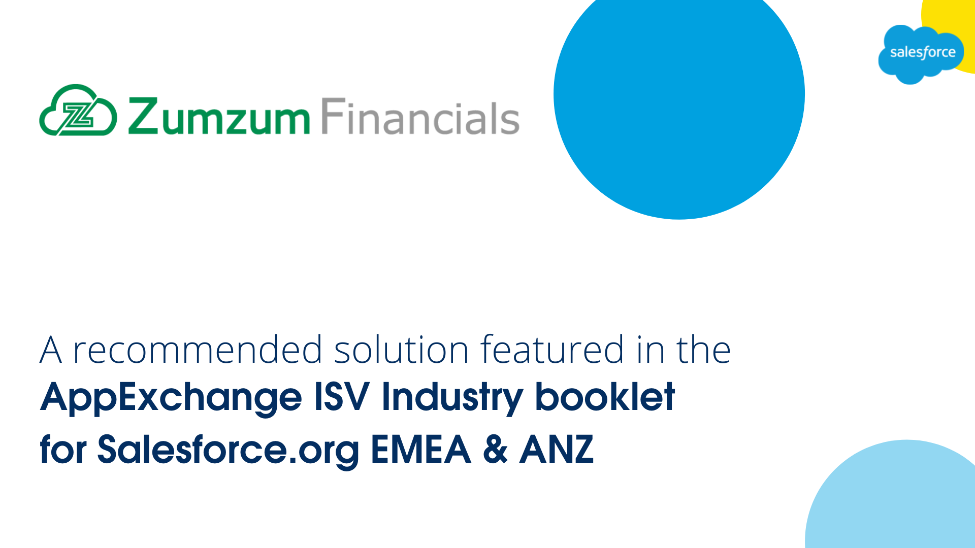 Zumzum Financials AppExchange Industry Booklet for SalesforceOrg