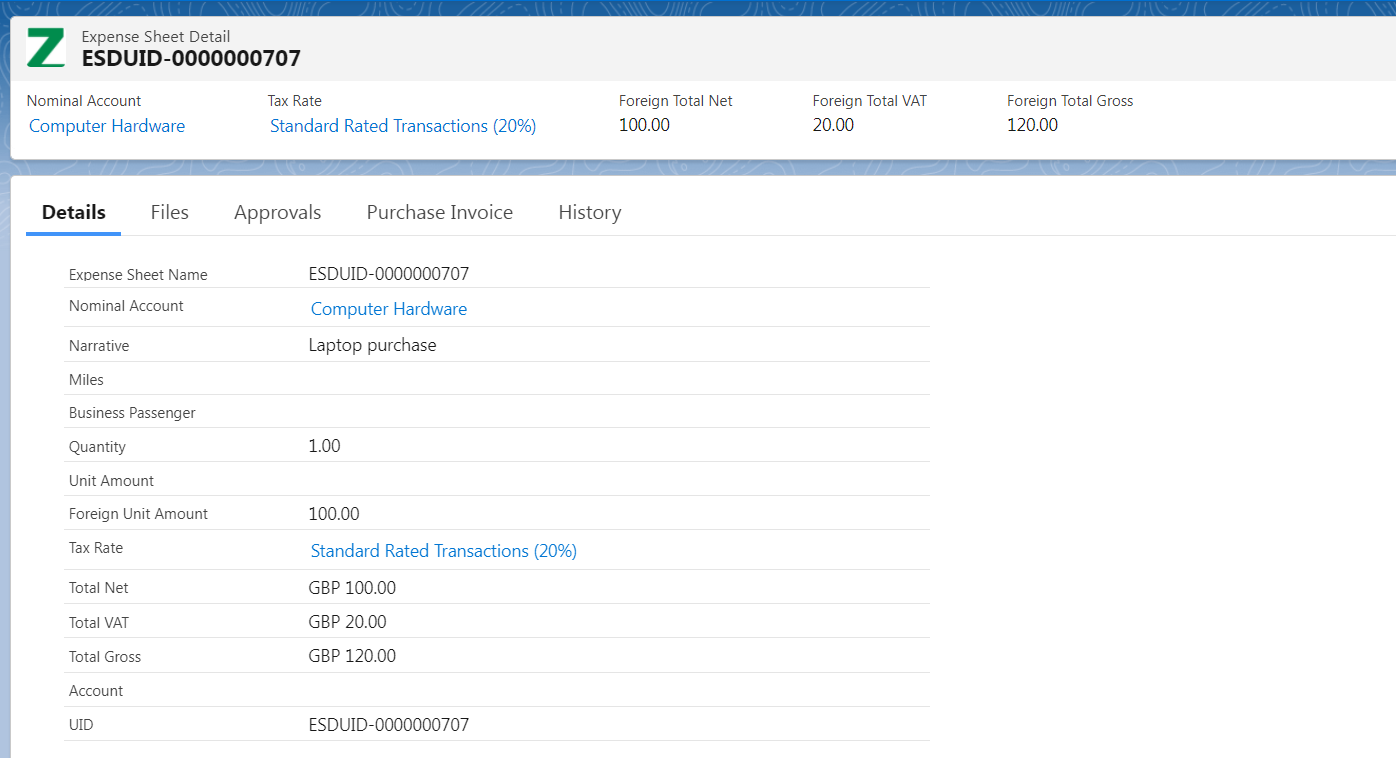 Expense Sheet Lightning Detail Record Page